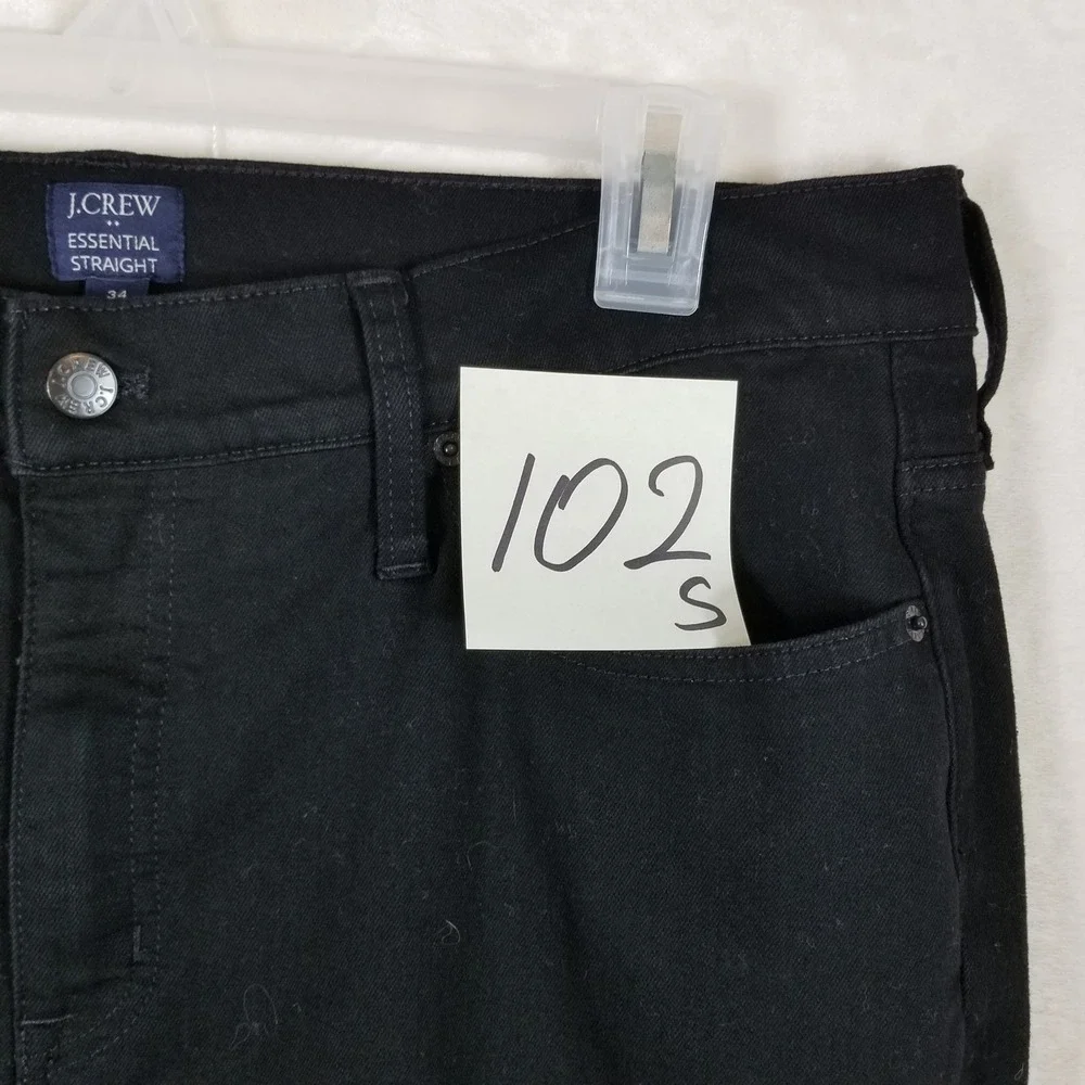 J.Crew‎ Essential Straight Black Jeans Mens 34 Cotton Blend Stretch